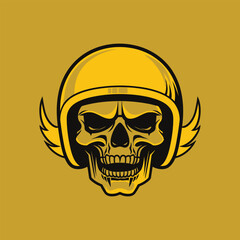 vector illustration design of a skull wearing a helmet facing forward