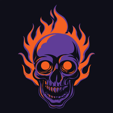 recommend clip art: vector illustration design of overheated fire skull facing forward