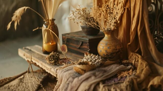A bohemian style, embracing carefree vibes, flowing fabrics, and earthy tones
