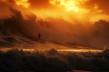 man surfing large waves off the coast of Portugal