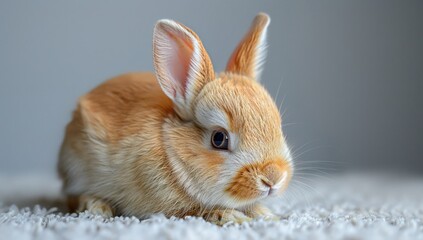 Fototapeta premium Close-up Portrait of a Cute Brown Bunny