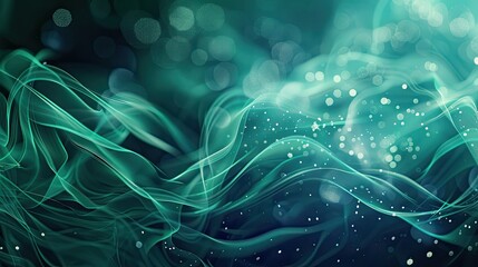 Abstract background with emerald sapphire hues swirling patterns