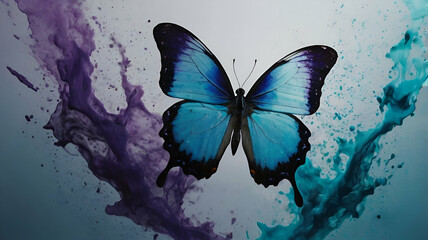 Abstract flying purple color  butterfly, butterfly painting, water colors art,