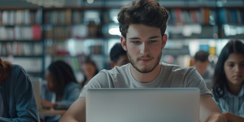 A person sitting in front of a laptop, possibly working or browsing the internet