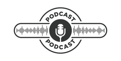 Fototapeta premium Podcast icon logo vector design template isolated in black color