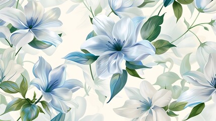 Fototapeta premium Vibrant Floral Blooms in Soft Pastel Hues Creating Serene Botanical Pattern