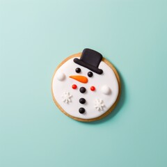 Snowman cookie icing dessert.