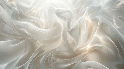 Obraz premium Creased white paper texture background with gray and beige swirls and light particles