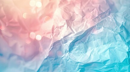 Obraz premium Tranquil wallpaper with white creased texture pastel blue and pink hues and bokeh effects