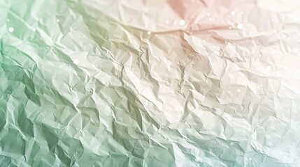 Obraz premium White crumpled texture with green and pink gradients glowing particles and bokeh