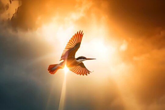 kingfisher flying on nature background