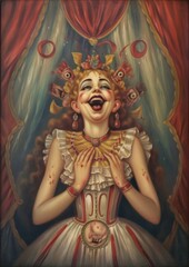 A one circus freak character painting art portrait.