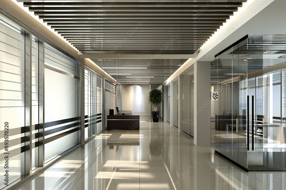 Poster office modern style architecture electronics building.