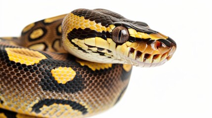 Obraz premium brown python snake on white background