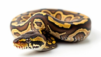 Obraz premium brown python snake on white background