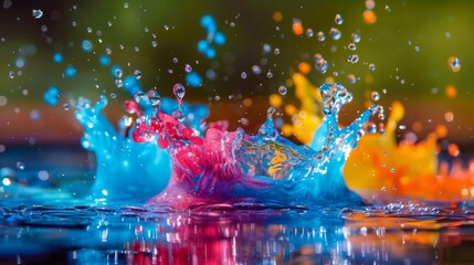 Vibrant Melting Multicolor Splash Ice Creating a Stunning Abstract Art with Bright and Bold Colors Blending Together