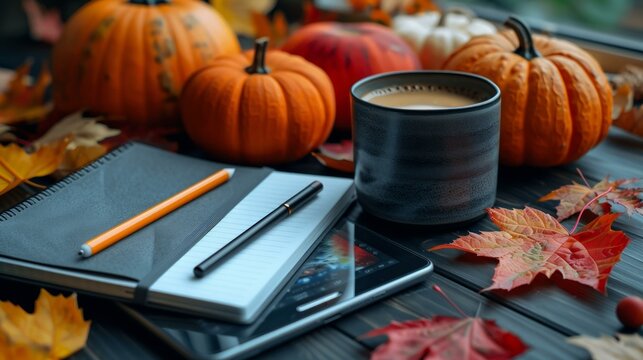 Fall Inspired Office Setup with Pumpkin Decor
