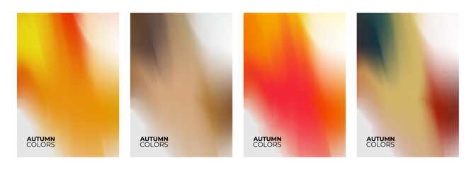 Obraz premium Autumn colors. Defocused bright colored abstract backgrounds. Blurred vibrant color gradients for Fall season creative graphic design. Vector illustration.