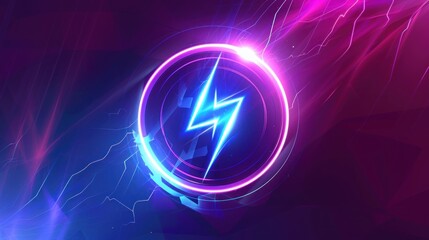 Neon Lightning in a Circular Frame