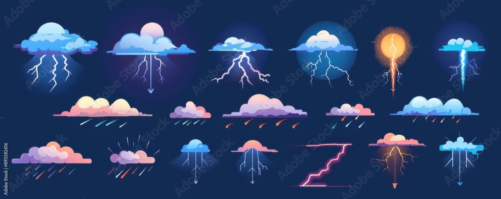 Wall mural a collection of different types of clouds and weather conditions.