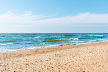 Summer vacation background, sea beach blue sky.