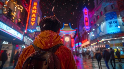 Obraz premium Vibrant scenes, high-definition realistic details, neon lights, and bustling crowds 