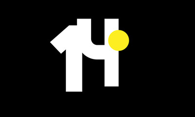 14 Number Logo Circle Yellow Simple