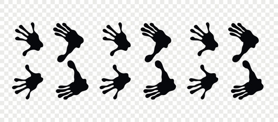 Footpath trail of animal. Lemur paws. Lemur paws walking randomly print vector isolated on checkered background.  © Loya.art