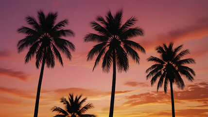 palm trees at sunset, ai generated