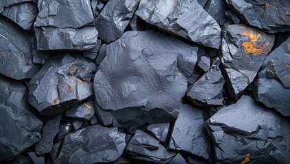 Closeup of Black Slate Rock Texture