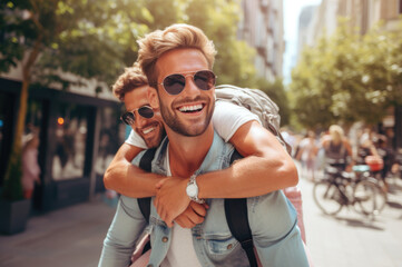 Fototapeta premium couple enjoying together and travel concept