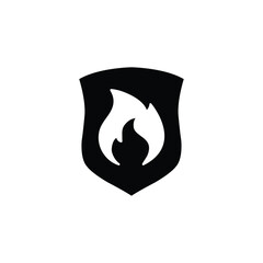 fire protection icon shield with flame icon
