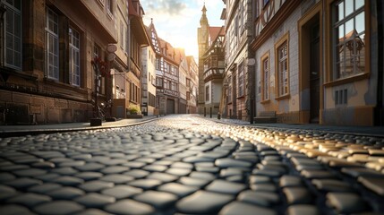 Close-up of the historic buildings and cobblestone streets of Bayreuth, Germany, capturing the charm and atmosphere of the city, Portrait close-up, hyper-realistic, high detail, photorealistic,