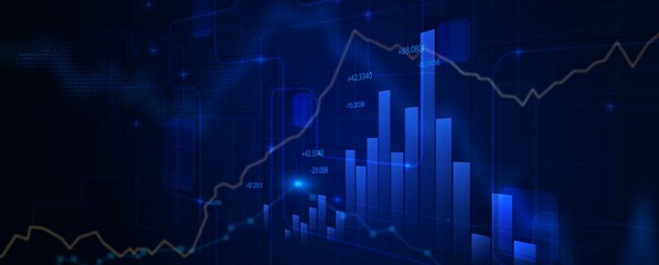 Investment finance chart,stock market business. Digital financial chart indicators, stock market business and exchange financial growth graph.