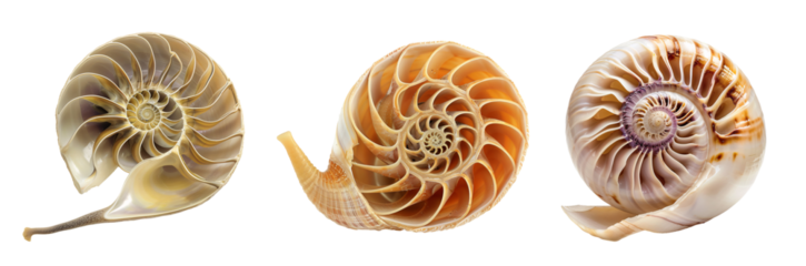 Three Nautiluses Displaying the Golden Spiral