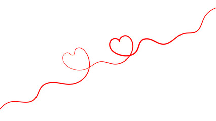 One continuous drawing of heart and color shape love sign. Thin contour and romantic symbol for greeting card and web banner. Doodle outline no background. Editable stroke. vector illustration