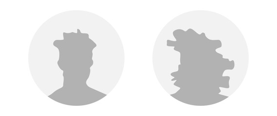 Vector flat illustration in grayscale. A man and a woman. Avatar, user profile, person icon, profile picture. Suitable for social media profiles, icons, screensavers and as a template.