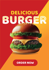 Hamburger poster design, burger poster, burger flyer, burger banner, online burger poster