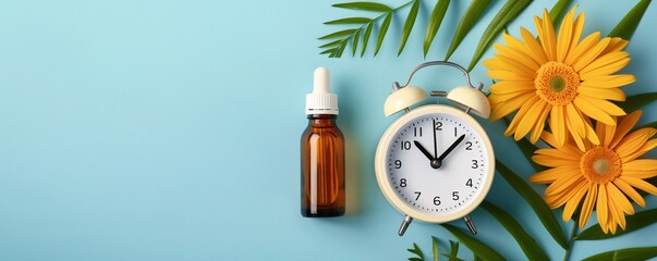 Morning Routine with Essential Oil and Flowers.