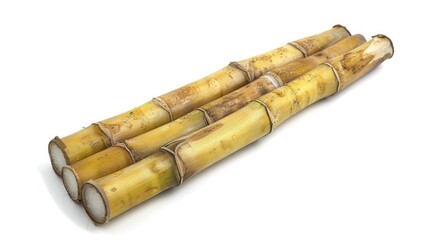 fresh sugar cane on white background