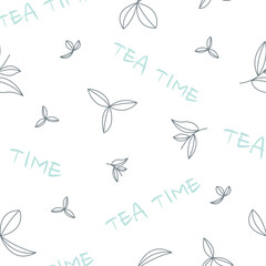Wrapping tea leaves pattern seamless vector illustration