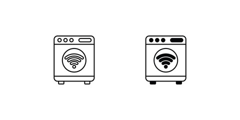 washing machine set icon with white background vector stock illustration