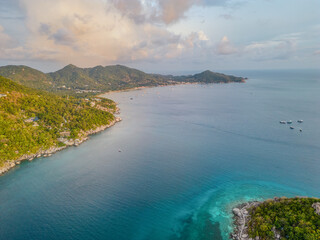 Koh Nang Yuan is part of Koh Tao. An important and beautiful tourist attraction with a high viewpoint of the Separated Sea. The most unseen white sandy beach with blue and emerald green waters.