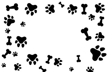 Fototapeta premium Frame Cat Or Dog Paw Pattern Background. Wallpaper. Vector Illustration