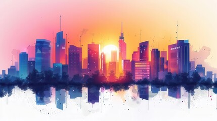 Fototapeta premium Cyber Monday flat design side view futuristic theme water color colored pastel