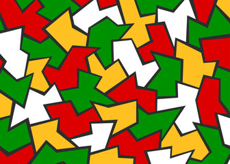 Abstract background with colorful geometric pattern and with Rastafari color theme