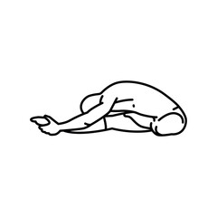 Paschimottanasana line icon. A man does yoga