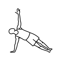 Vasisthasana (Side Plank Pose) line icon. A man does yoga