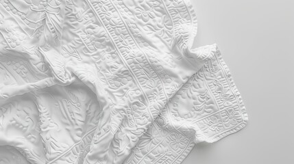  top view of white blanket, mockup