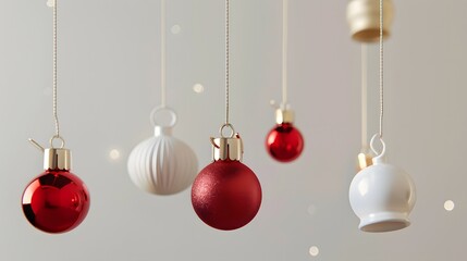white and red balls Christmas tree decoration  , Christmas , minimal 
